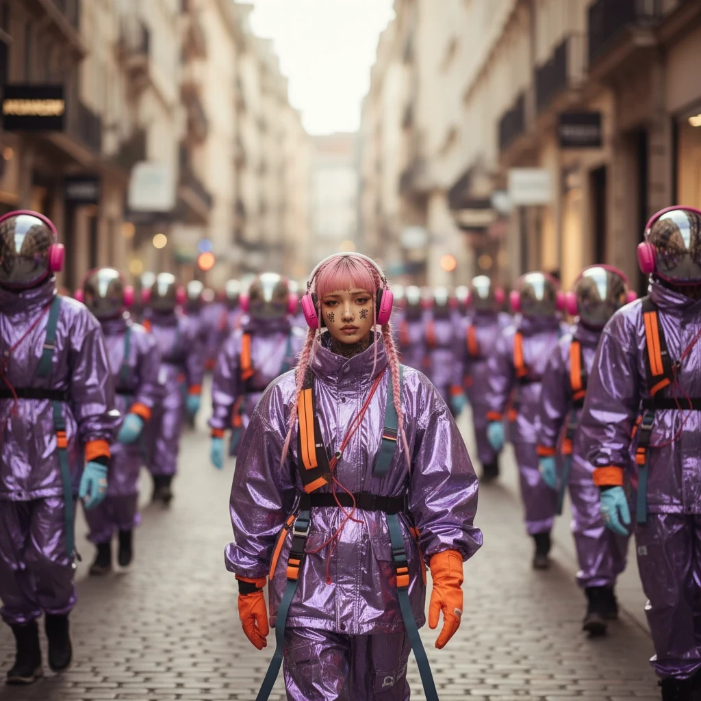 Walking through crowd of clones