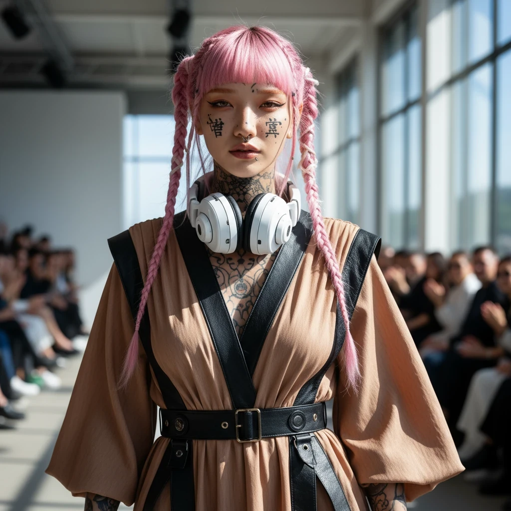 Fashion runway: character on catwalk