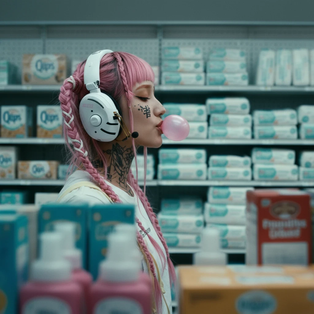 Candid: bubblegum in supermarket