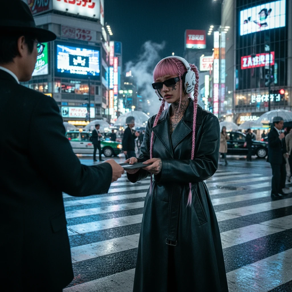 Tokyo street: noir envelope exchange