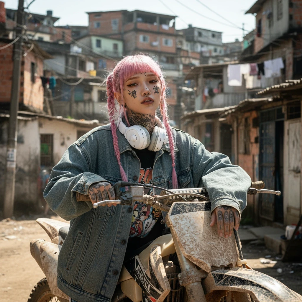 Motocross bike in favela