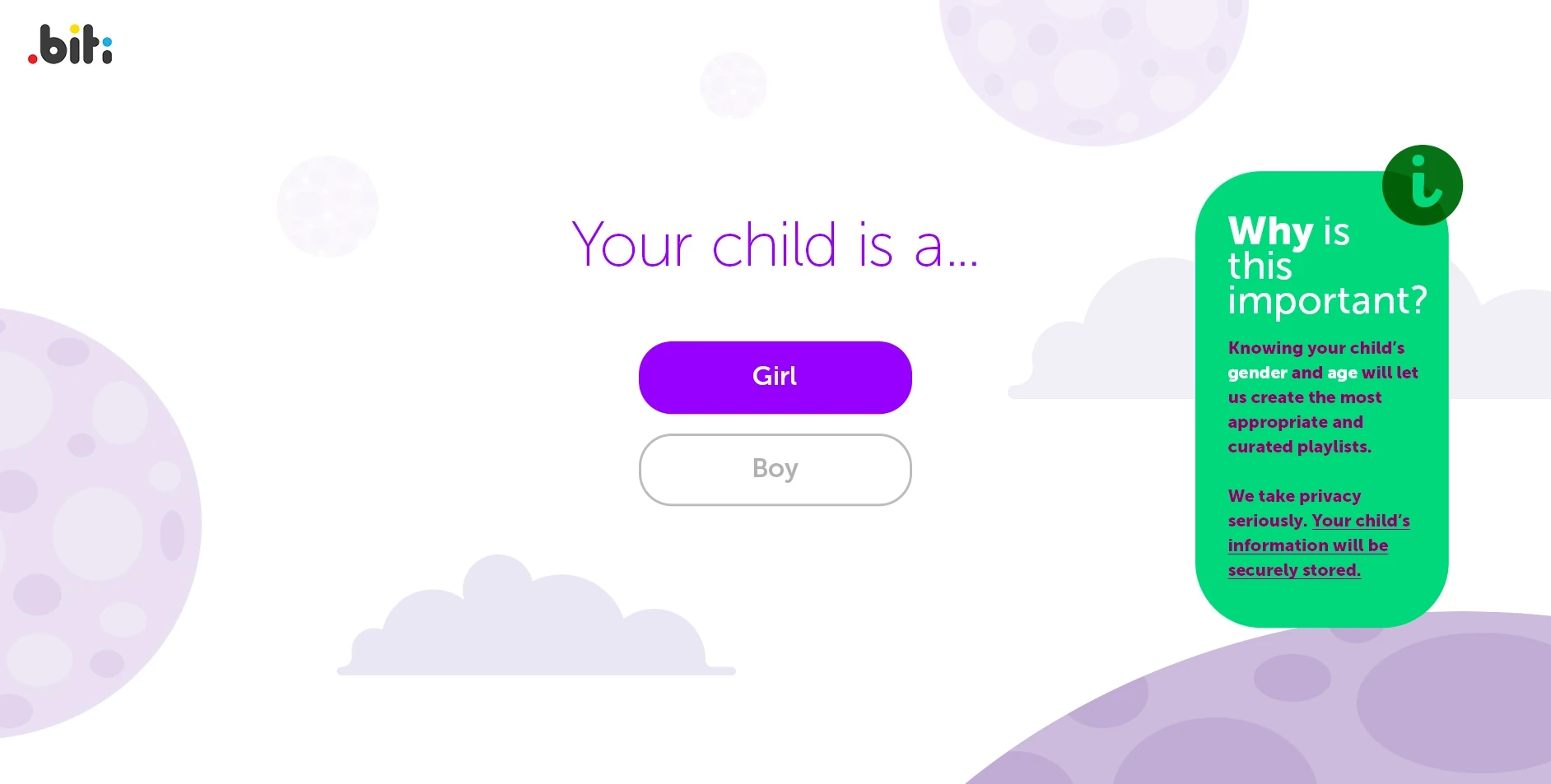 BITI app genre selection screen