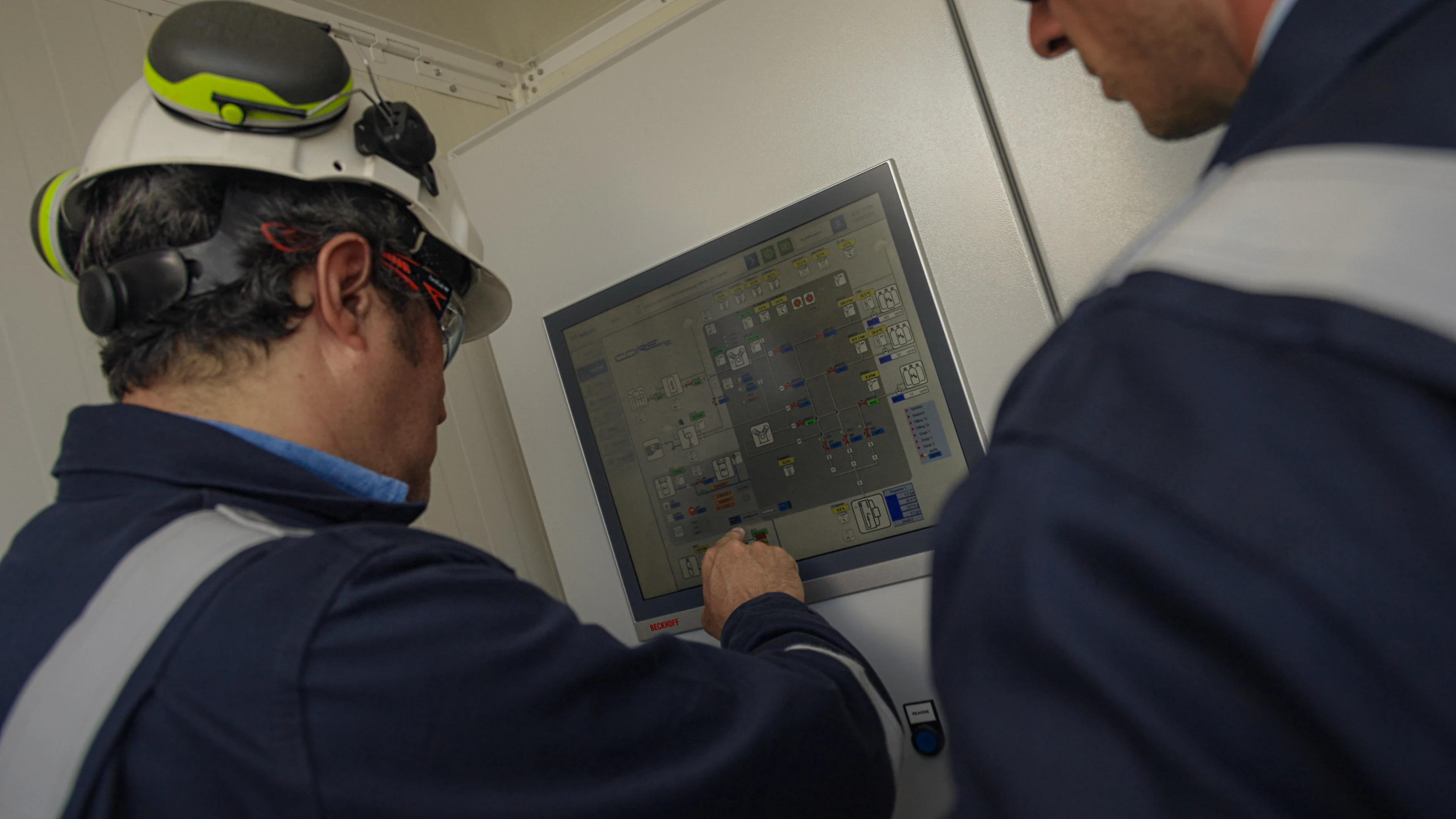 Engineers operating CORE H2 control system