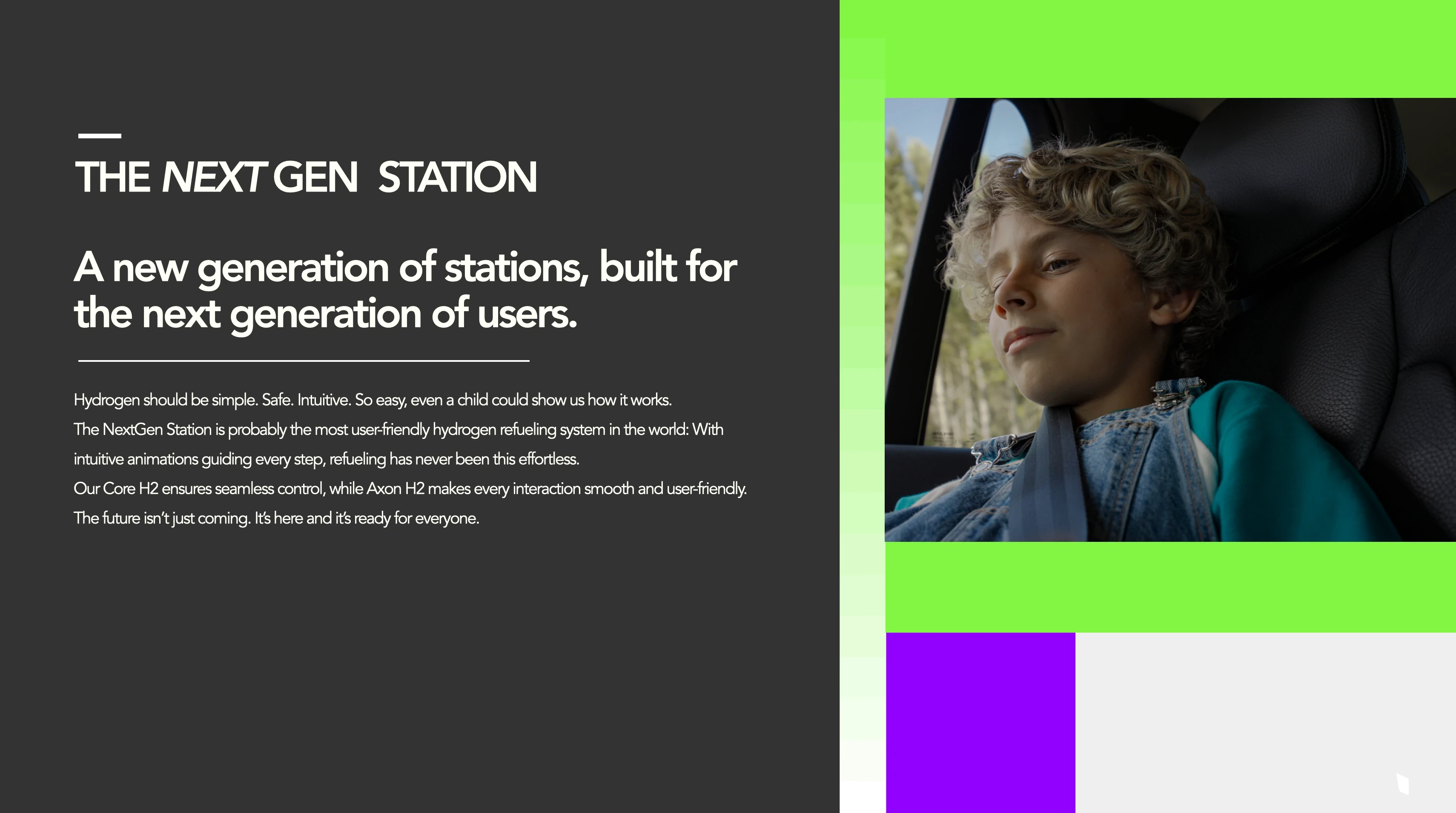 Next Gen Station landing page with positioning text and hero imagery
