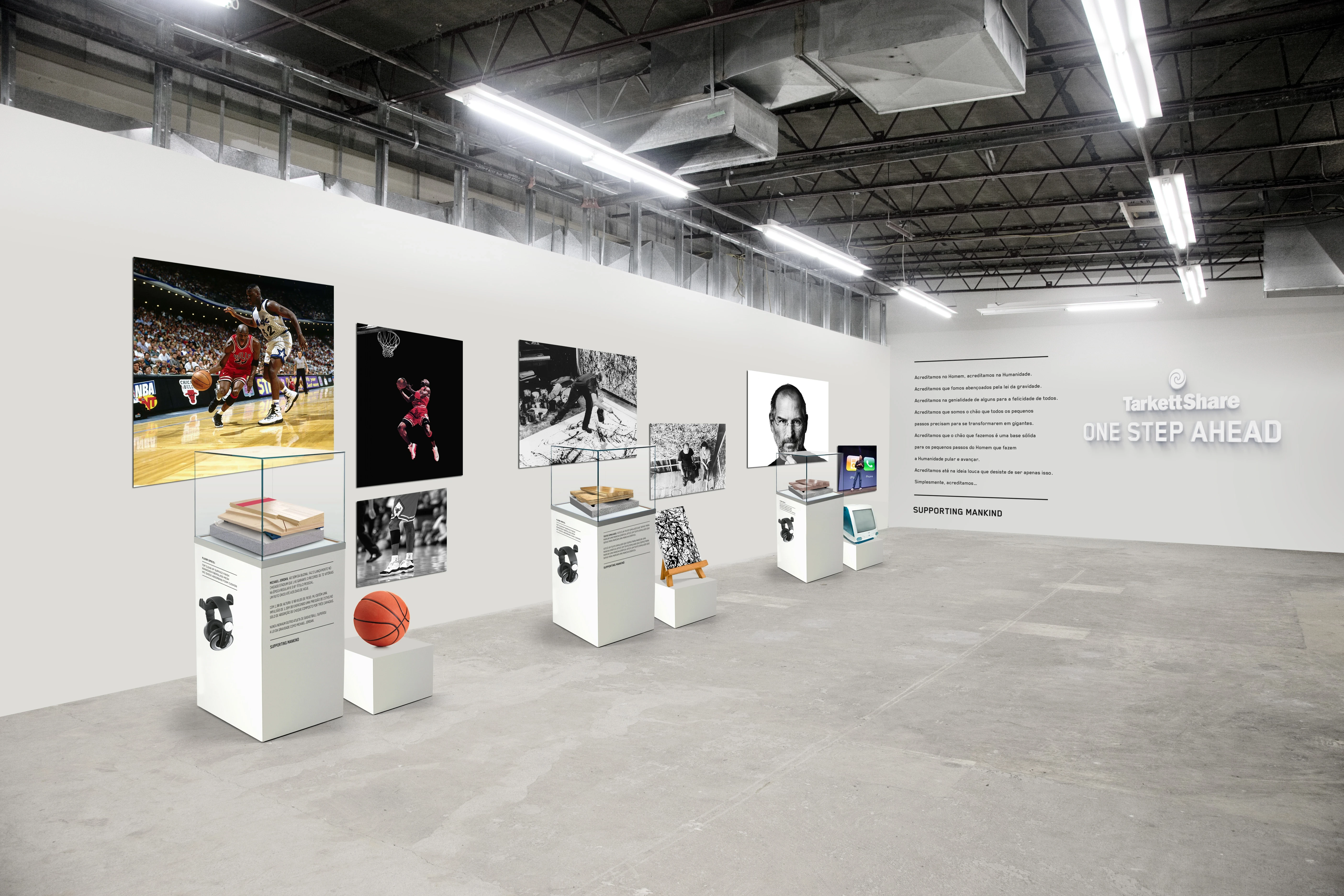 Tarkett Share One Step Ahead exhibition: iconic moments displayed with floor samples